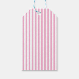 Roze Witte Verticale Streeppatroon Ontwerp Cadeaulabel