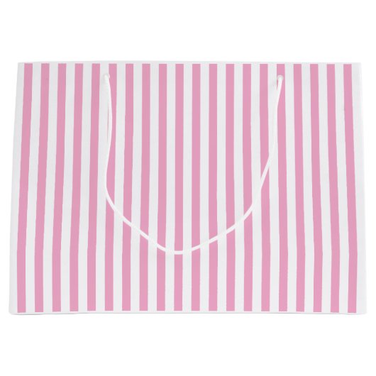 Roze Witte Verticale Streeppatroon Ontwerp Groot Cadeauzakje (Voorkant)