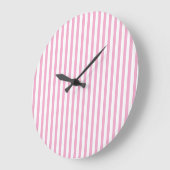 Roze Witte Verticale Streeppatroon Ontwerp Grote Klok (Hoek)