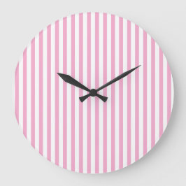 Roze Witte Verticale Streeppatroon Ontwerp Grote Klok