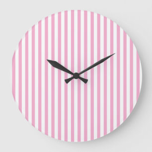 Roze Witte Verticale Streeppatroon Ontwerp Grote Klok