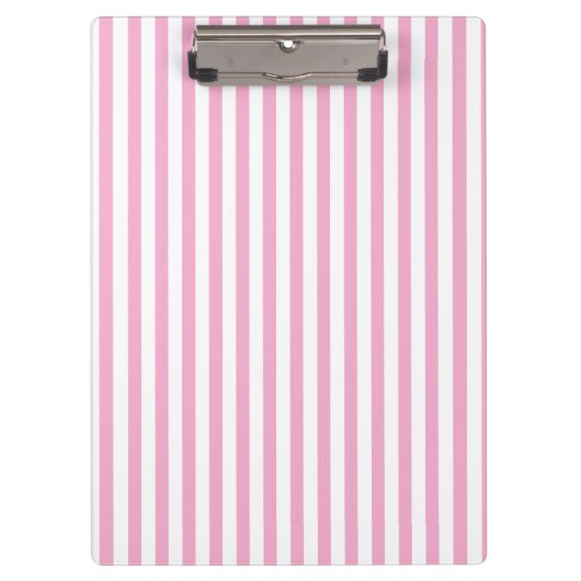 Roze Witte Verticale Streeppatroon Ontwerp Klembord (Voorkant)