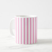 Roze Witte Verticale Streeppatroon Ontwerp Koffiemok (Voorkant links)