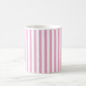 Roze Witte Verticale Streeppatroon Ontwerp Koffiemok (Center)