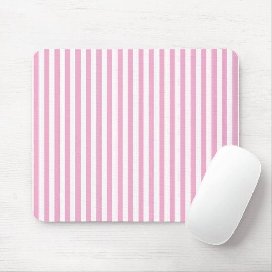 Roze Witte Verticale Streeppatroon Ontwerp Muismat (Met muis)