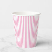 Roze Witte Verticale Streeppatroon Ontwerp Papieren Bekers (Achterkant)