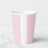 Roze Witte Verticale Streeppatroon Ontwerp Papieren Bekers (Links)