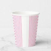 Roze Witte Verticale Streeppatroon Ontwerp Papieren Bekers (Rechts)