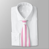 Roze Witte Verticale Streeppatroon Ontwerp Stropdas (Gebonden)
