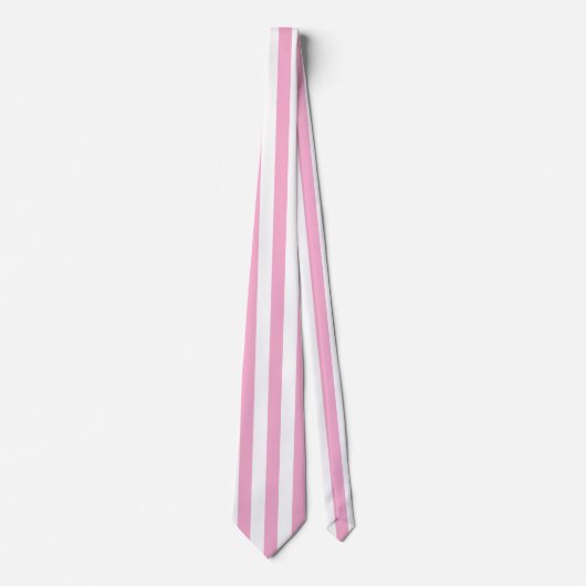 Roze Witte Verticale Streeppatroon Ontwerp Stropdas (Voorkant)