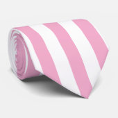 Roze Witte Verticale Streeppatroon Ontwerp Stropdas (Opgerold)