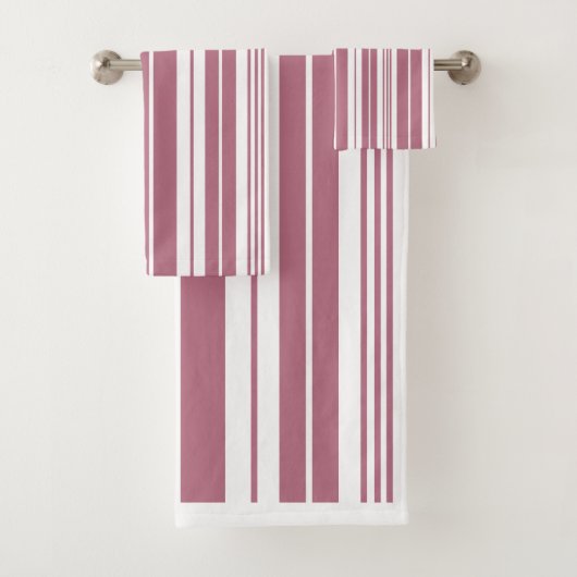 Roze Witte Verticale Strepen Bad Handdoek (Insitu)