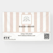 Roze Witte Verticale Strepen Bakkerij Logo Busines Spandoek (Horizontaal)