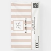 Roze Witte Verticale Strepen Bakkerij Logo Busines Spandoek (Verticaal)