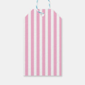 Roze & Witte Verticale Strepen Cadeaubijslage Cadeaulabel (Achterkant)