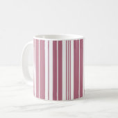 Roze Witte Verticale Strepen Patroon Koffiemok (Voorkant links)