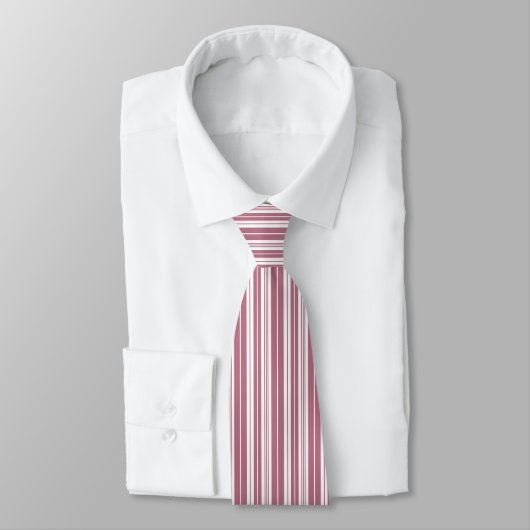 Roze Witte Verticale Strepen Patroon Stropdas (Gebonden)