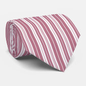 Roze Witte Verticale Strepen Patroon Stropdas (Opgerold)