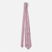 Roze Witte Verticale Strepen Patroon Stropdas (Achterkant)