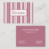 Roze Witte Verticale Strepen Patroon Visitekaartje (Voorkant / Achterkant)