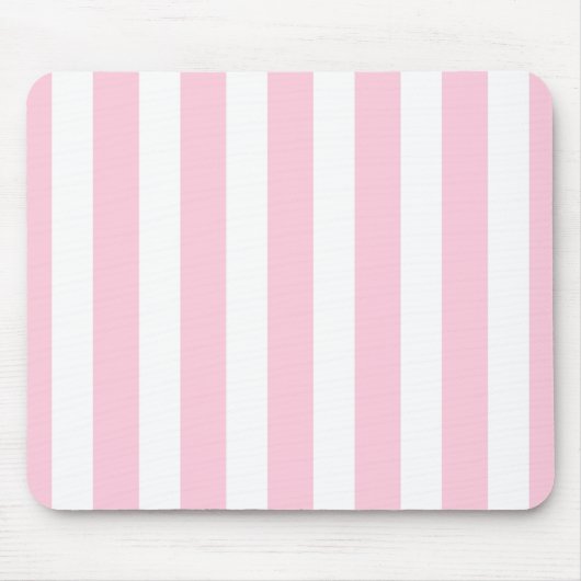 Roze & Witte Verticale Strepen Shabby Chic Streep Muismat (Voorkant)
