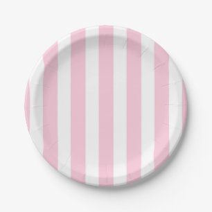 Roze & Witte Verticale Strepen Shabby Chic Streep Papieren Bordje