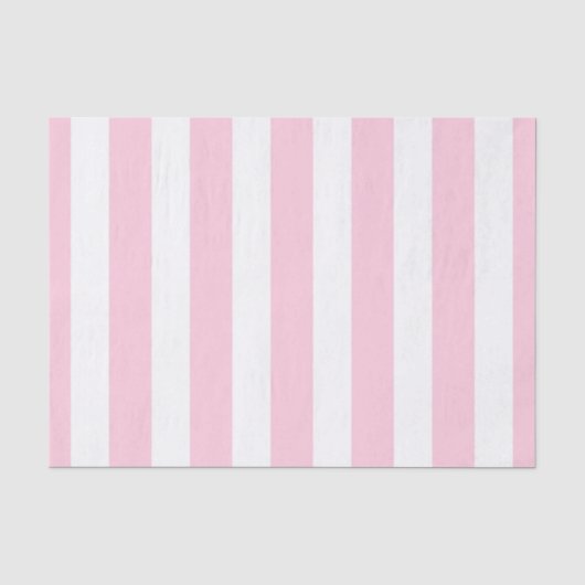 Roze & Witte Verticale Strepen Shabby Chic Streep Tissuepapier (Voorkant)