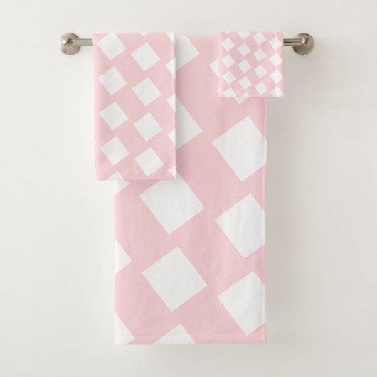 Roze & Witte Vierkante Badhanddoek Sets Bad Handdoek (Insitu)
