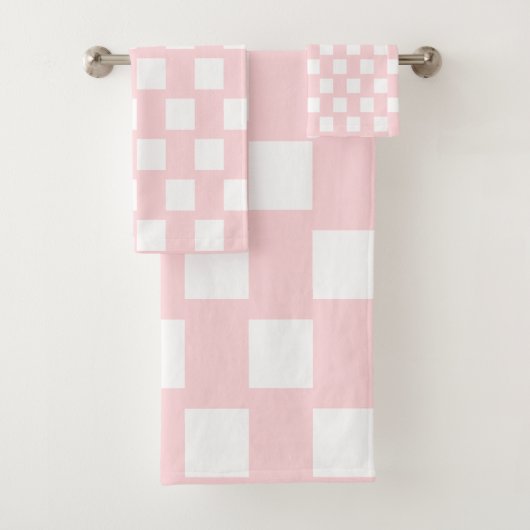 Roze & Witte Vierkante Badhanddoek Sets Bad Handdoek (Insitu)
