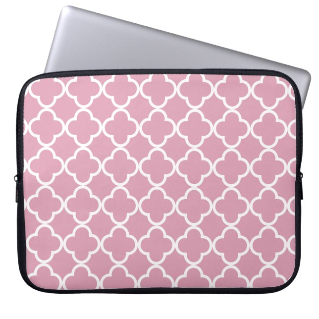 Roze witte viervoeter laptop sleeve (Voorkant)
