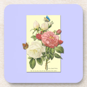 Roze witte Vintage Botanische Rozen Drankjes Onderzetter