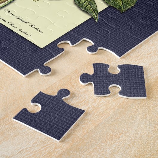 Roze witte Vintage Botanische Rozen Legpuzzel (Zijkant)