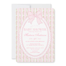 Roze & Witte Vintage Fantasie Bloemen Baby Shower