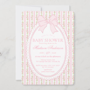 Roze & Witte Vintage Fantasie Bloemen Baby Shower Kaart