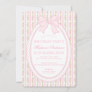 Roze & Witte Vintage Fantasie Bloemige Verjaardags Kaart