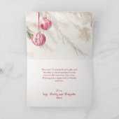 Roze Witte Vintage Ornamenten Kerstmis Feestdagen Kaart (Binnen)