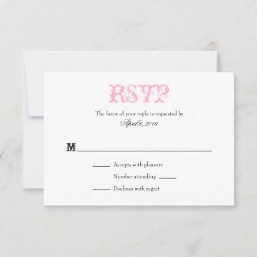 Roze witte vlek Eenvoudige bruiloft RSVP-kaarten RSVP Kaartje (Voorkant)