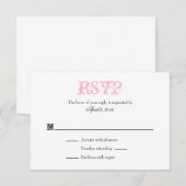 Roze witte vlek Eenvoudige bruiloft RSVP-kaarten RSVP Kaartje (Voorkant / Achterkant)