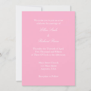 Roze witte vlek Eenvoudige huwelijksuitnodiging Kaart