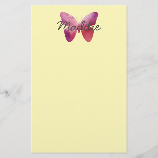 Roze witte vlinder briefpapier (Voorkant)