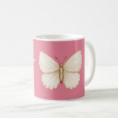 Roze Witte Vlinder Dromen Koffiemok (Voorkant rechts)