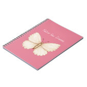 Roze Witte Vlinder Dromen Notitieboek (Linkerzijde)