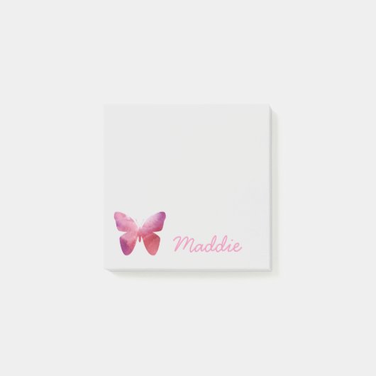 Roze witte vlinder post-it® notes (Voorkant)