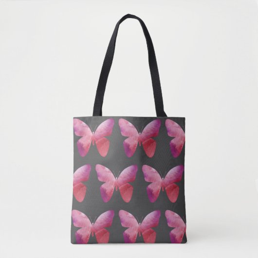 Roze witte vlinder tote bag (Voorkant)