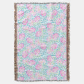 Roze witte vlinders op blauwe schroefdraad deken (Voorkant Verticaal)