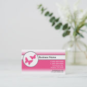 Roze witte vlinders visitekaartjes (Staand voorkant)
