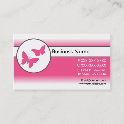 Roze witte vlinders visitekaartjes (Voorkant)