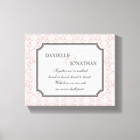 Roze witte vochtige bruiloft gepersonaliseerde can canvas afdruk (Voorkant)