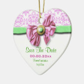 Roze witte vochtige bruine bruine bruine bruiloft keramisch ornament (Links)