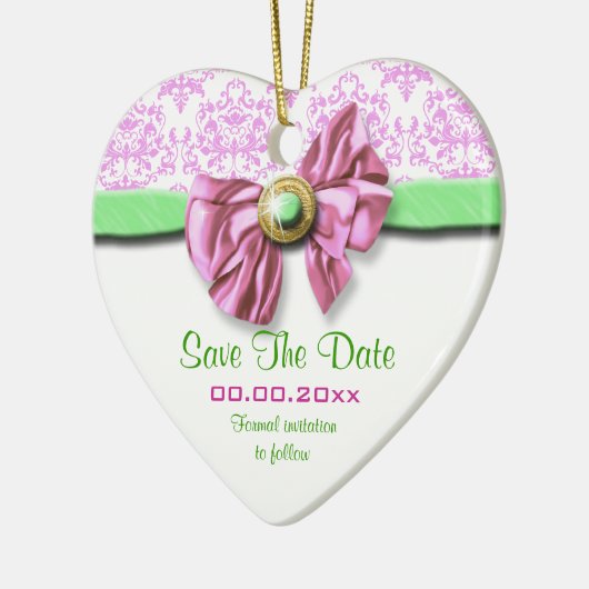 Roze witte vochtige bruine bruine bruine bruiloft keramisch ornament (Links)